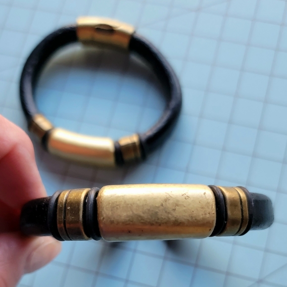 Brass and Leather bracelets - Picture 3 of 8